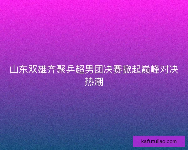 山东双雄齐聚乒超男团决赛掀起巅峰对决热潮