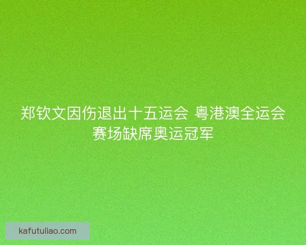 郑钦文因伤退出十五运会 粤港澳全运会赛场缺席奥运冠军